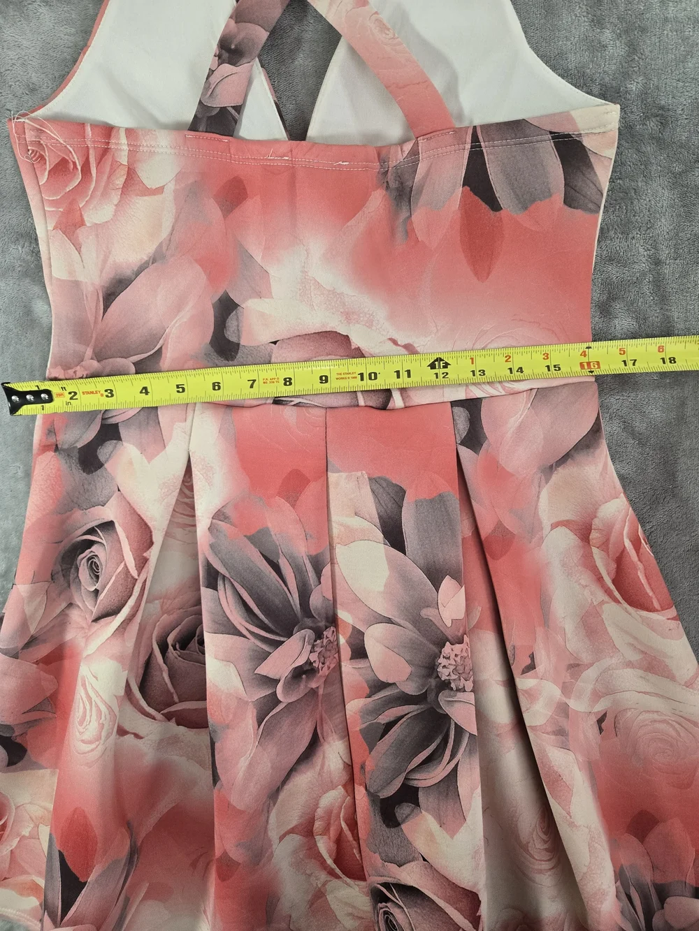 Charlotte Russe Pink and Gray Floral Crisscross Party Dress